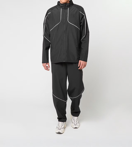 Veste coupe-vent en nylon froissé, pantalon de costume, veste avec logo personnalisé, coupe ample, fermeture éclair, passepoil réfléchissant, anorak coupe-vent, ensemble écologique - Product Image 1
