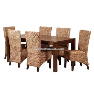 Плетеные комнатные обеденные стулья и набор столов из Бананового Волокна и ротанга, другая мебель для дома