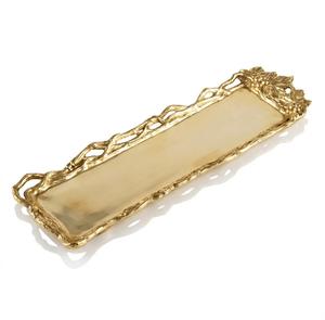Bandeja Rectangular Dorada de Alta Calidad con Bordes en Relieve, Plato Decorativo de Metal Antiguo Resistente para el Hogar y Restaurantes - Product Image 1