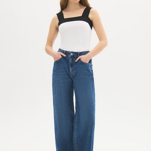 Débardeur Femme Col Carré Color Block en Coton Spandex Tricoté Respirant Style Minimaliste Sans Manches Longueur Standard - Product Image 1