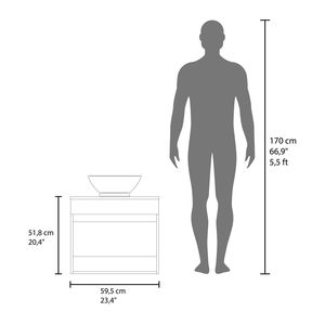 Mobile da Bagno Manchester con Due Cassetti e Ripiano Aperto, Lavabo Integrato, Colore Nero - Product Image 4
