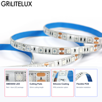 Lampu LED Strip Tanaman 50mm Dapat Dipotong SMD5050 DC12V 60 LED/m 450nm 660nm Fleksibel Pemasangan PCB 10mm Kustom UKCA