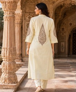 Cotton Embroidered Ankle-Length <b>Kurta</b> Set <b>Women</b> Traditional Indian Pakistani Style Casual Wear Regular Fit 86833 SHAGUN - Product Image 2