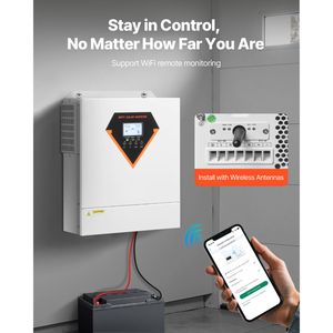 Inverter Solare Ibrido 3500W Tutto-in-Uno, Onda Sinusoidale Pura, Caricabatterie 24V DC, Monofase 220/230V AC, Corrente di Uscita Integrata 80A, 8KW - Product Image 4