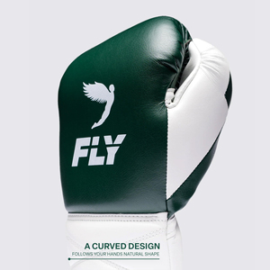 Gants de boxe OEM Custom Pro X Fly Sparring, vert et blanc, en cuir de vachette véritable, fermeture à lacets, nouveau modèle Fly Boxing Gloves - Product Image 2