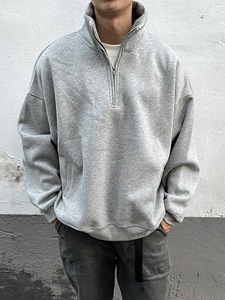 High Quality Casual <b>Hoodies</b> Custom Logo <b>Men</b> <b>Fleece</b> Sweatshirt Quarter 14 Half Zip up High Neck <b>Oversize</b> Pullover <b>Hoodies</b> - Product Image 2