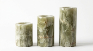Natural Onyx Cylinder Pillar Candle Holder Tri Height <b>Set</b> Handmade Stone Candlestick Wedding Dining Wholesale Custom Logo - Product Image 3