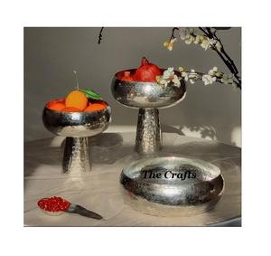 Bol de service en acier inoxydable martelé pour accessoires de table, bols à nourriture, en-cas et fruits, forme ronde - Product Image 6