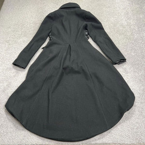 Gothic Goth Coat Womens XS Black Long Winter Coat Full Zip Decorative Buckles <b>Extended</b> High-Low Back Hot Sell - Product Image 5