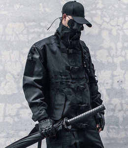 Veste tactique urbaine pour homme, imperméable, multi-poches, coupe-vent fonctionnel, streetwear, cyberpunk, ninja, parka utilitaire - Product Image 2