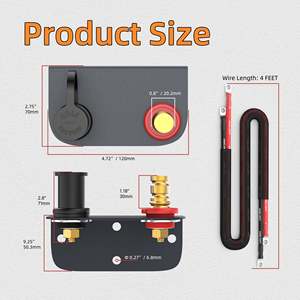 Remote <b>Battery</b> Jump Post Kit 4AWG 4FT Cable M10 3/8 Bottom Studs Marine Use - Product Image 5