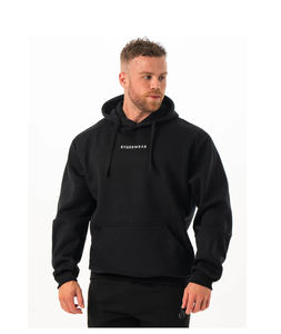 Hoodies noirs en gros, en molleton de coton vierge, personnalisables avec logo brodé, gaufré ou imprimé, unisexe, à épaules tombantes et coupe oversize - Product Image 1