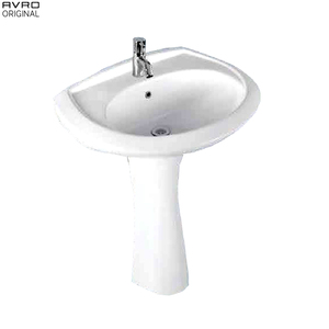 Avro-Repo Lavabo 56 Avro-SOP Juego de pedestales Blanco brillante Diseño moderno Lavabo de cerámica Escurridor Resistente al agua Fácil rectángulo - Product Image 2