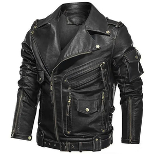 <b>men</b> leather <b>jacket</b> with zip front design and durable outer material for reliable use <b>mens</b> leather winter <b>jacket</b> - Product Image 2