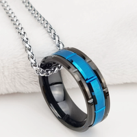 Bague en carbure de tungstène noir et bleu avec motif géométrique entrelacé, alliance de 8 mm pour homme, bijoux industriels en gros