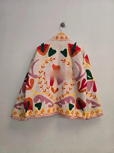 Handmade Suzani Embroidery Cotton <b>Jacket</b> Vintage Kantha Quilted Coat Short Cardigan Indian Suzani <b>Jacket</b> For Women - Product Image 2