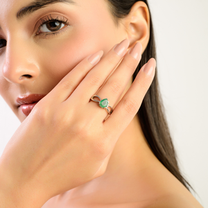 High Quality Natural Pear Cut <b>Emerald</b> 925 Sterling <b>Silver</b> Rhodium Plated Prong Set <b>Ring</b> Minimalist May Birthstone Women's Fine - Product Image 2