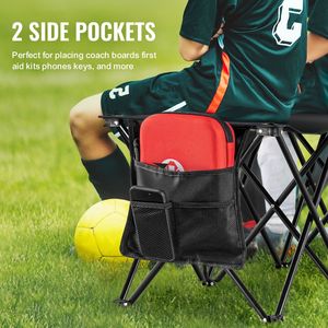 Panchina Pieghevole Portatile per 6 Giocatori di Calcio con Tasche Laterali, Leggera in Tessuto Oxford 600D, Attrezzatura da Allenamento con Borsa per il Trasporto - Product Image 1