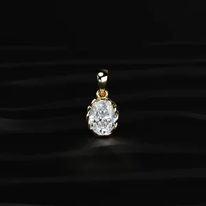 Pendentif solitaire en diamant de taille ovale, best-seller, en or, diamant de laboratoire, couleur D-E, clarté VVS-VS, IGI. - Product Image 1