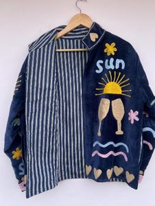 Vêtements d'hiver de haute qualité de style bohème hippie indien pour femmes, meilleur nouveau motif en velours, veste brodée Suzani unisexe - Product Image 6