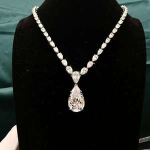 Luxury Top Quality Fancy Jewelry Pear Necklace 925 Sterling Silver Wedding CZ Necklace for Women - Product Image 3