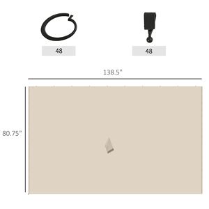 Set di Pareti Laterali Universali per Gazebo 3x4 Metri Beige con 4 Pannelli e 48 Ganci/Anelli a C per Pergole e Cabane da Giardino - Product Image 3