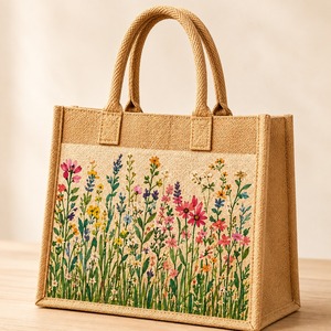 Bolsa de Yute Reutilizable con Cierre de Cremallera y Asa de Cuerda Tejida, Opción de Logotipo Personalizado en Varios Tamaños, para Compras, Regalos y Uso en Exteriores - Product Image 1