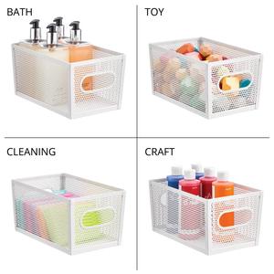 ตะกร้าเก็บของโลหะแบบมีรูระบายอากาศ แข็งแรง ทนทาน สำหรับจัดระเบียบตู้เก็บของในบ้าน - Product Image 4