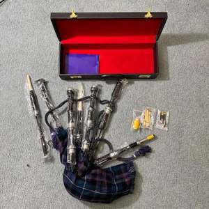 Gaitas de celtas Highland, juego completo con estuche, material de palo de rosa, gaitas de práctica, cubierta de tartán rojo, drona, caña, instrumento de afinación, clave A - Product Image 3