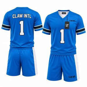 ชุดเสื้อฟุตบอล CLAW INTL สีน้ำเงิน รุ่นยูนิเซ็กซ์ หมายเลข 1 พิมพ์ลายแบบ Sublimated คอวี แขนยาว ระบายเหงื่อได้ดี ทรงปกติ ป้องกันรังสียูวี - Product Image 6
