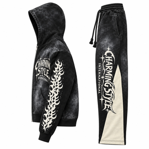 Custom Print Logo <b>Y2K</b> 100% Streetwear Cotton <b>Tracksuit</b> High Quality Plain Oversize Two Piece Pullover Hoodie <b>Tracksuit</b> for Men - Product Image 3