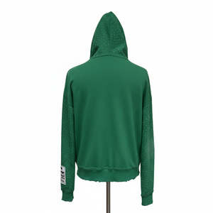 Sweat à capuche personnalisé pour homme, de haute qualité, effet délavé soleil, poids lourd 400 g/m², style vintage, délavé à l'acide, avec strass - Product Image 6