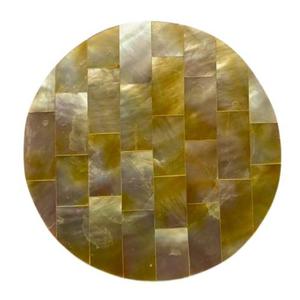 Round <b>Gold</b> Mother of Pearl Inlay Eco-Friendly Handmade Luxury Glam <b>Coaster</b> Placemat Table Decor - Product Image 1