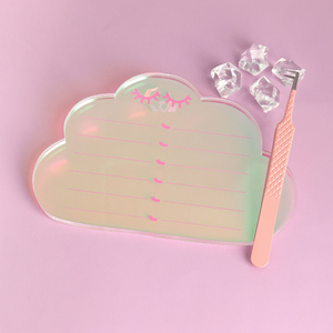 Cloud Acrylic Eyelash Tile Iridescent <b>Lash</b> <b>Extension</b> Palette Holder Custom Shape Printed <b>Lash</b> Strip Board Organizer with Tweezer - Product Image 1