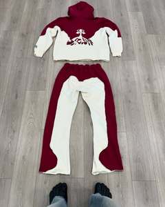 Custom <b>Dropped</b> Shoulder Hoodie & Flared Pants Baggy Sweatsuit Low Moq Tracksuit Tech Fleece Tracksuits for Men High Quality - Product Image 3