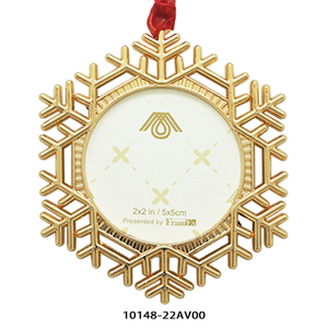 <b>Christmas</b> Ornament Snowflake Shape Metal Frame 2x2 in Personalized Decor Indoor Use Classic Style - Product Image 1