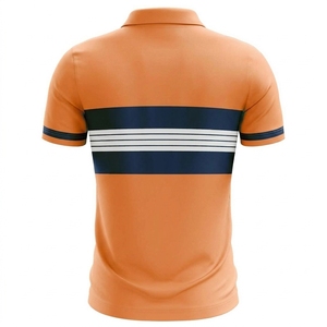 Camisa Polo a Rayas Naranja y Azul Marino para Hombre – Uniforme Deportivo Personalizado al por Mayor, Fabricante OEM - Product Image 3
