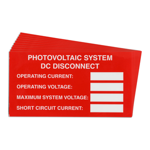Étiquettes d'avertissement de déconnexion solaire DC pré-imprimées Brady, PVC durable, autocollantes - Product Image 1