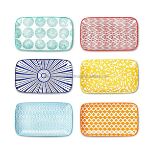 Assiettes de service en céramique rectangulaires à forte demande pour salade Dessert apéritif Snack Sushi & Fruits en couleurs et designs assortis - Product Image 4