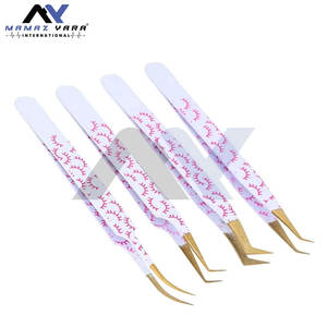 Pinzas de Acero Sólido Premium para Pestañas, Juego de 4 Piezas con Cubierta de Goma, Punta de Fibra para Volumen, para Extensiones de Pestañas de Precisión - Product Image 3