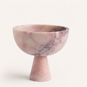 Bol sur piédestal en marbre rose de luxe moderne, bol à fruits en pierre naturelle sur pied pour centre de table, vente en gros, décoration d'hôtel - Product Image 5