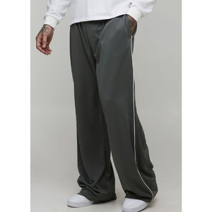 <b>Men</b> Contrast Trim Trouser Fashion Casual Pants Solid Color Breathable <b>Loose</b> Straight Drawstring Pants Streetwear - Product Image 1