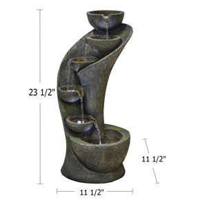 Fuente de Agua Moderna Curva de 23.5 Pulgadas para Interiores y Exteriores con Luz LED, Elegante Fuente de Agua para Exteriores - Product Image 2