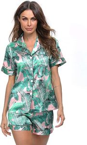 Ensemble de pyjama en satin de soie de luxe pour femmes RTS, taille élastique, manches courtes, uni, pour l'automne/l'hiver/l'été - Product Image 6
