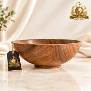 Grand saladier rond en bois clair minimaliste, finition naturelle écologique, pour fruits et salades, vente en gros - Product Image 4