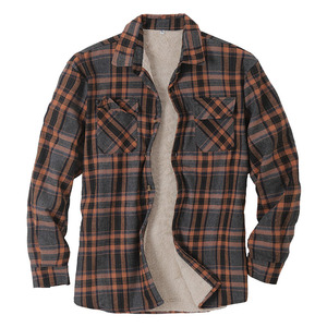 Mens Plaid <b>Flannel</b> Shirts Thick <b>Jacket</b> Quilted Lined Long Sleeve Winter Shirt Cotton Coat Shirts With Pockets - Product Image 1