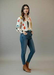 Women's Relaxed Fit Printed Shirt – Full Sleeve Button-Up Soft Fabric Everyday Fashion <b>Top</b> - Product Image 2