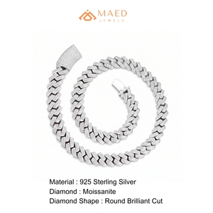 Collier chaîne maille cubaine en argent sterling 925 avec moissanite, bijoux de mode, style pendentif raffiné pour hommes et femmes, USA New York City - Product Image 6