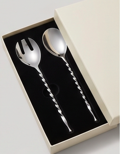Stainless Steel Salad <b>Spoon</b> <b>Fork</b> <b>Set</b> With Twisted Handle Modern Design High Mirror Polish Dishwasher Safe Flatware - Product Image 6