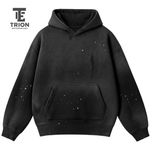 เสื้อฮู้ดดี้ผู้ชายสไตล์วินเทจ ขาดๆ แบบสตรีทแวร์ ผ้าฟลีซ ทรงโอเวอร์ไซส์ มีฮู้ด แฟชั่น รับสกรีนโลโก้ สั่งซื้อจำนวนมากได้ - Product Image 1